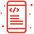 Red mobile phone icon with a progress bar on a gray background.